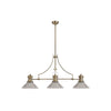 Fremington Antique Brass Linear Pendant with Cone Glass Shades