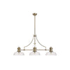 Fremington E27 Linear Pendant in Antique Brass Finish with Flat Round Glass Shades