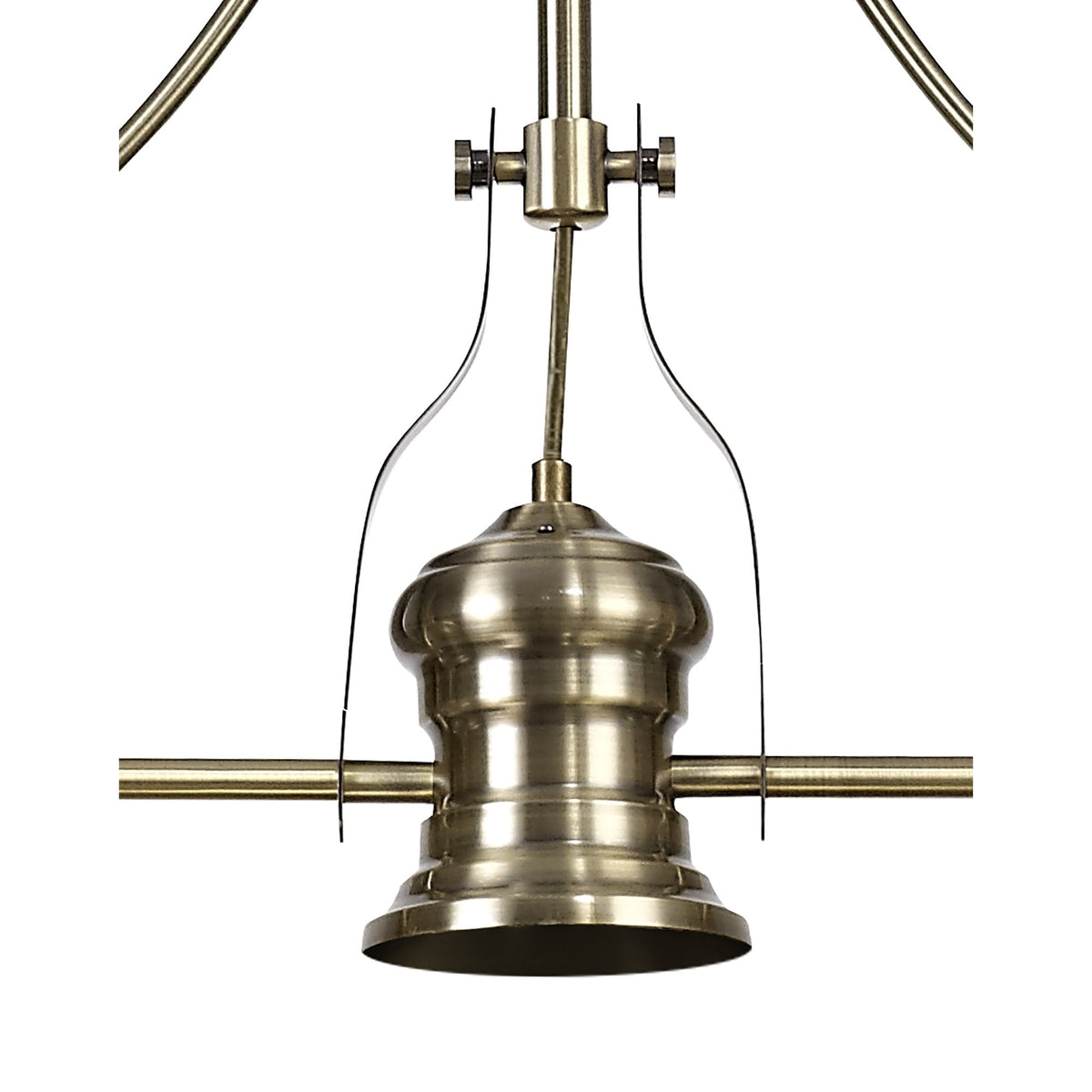 Fremington E27 Linear Pendant in Antique Brass Finish with Flat Round Glass Shades