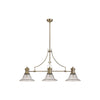 Fremington Linear Pendant in Antique Brass with Smooth Bell Glass Shades