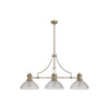 Fremington Antique Brass Linear Pendant with Large Prismatic Glass Shades