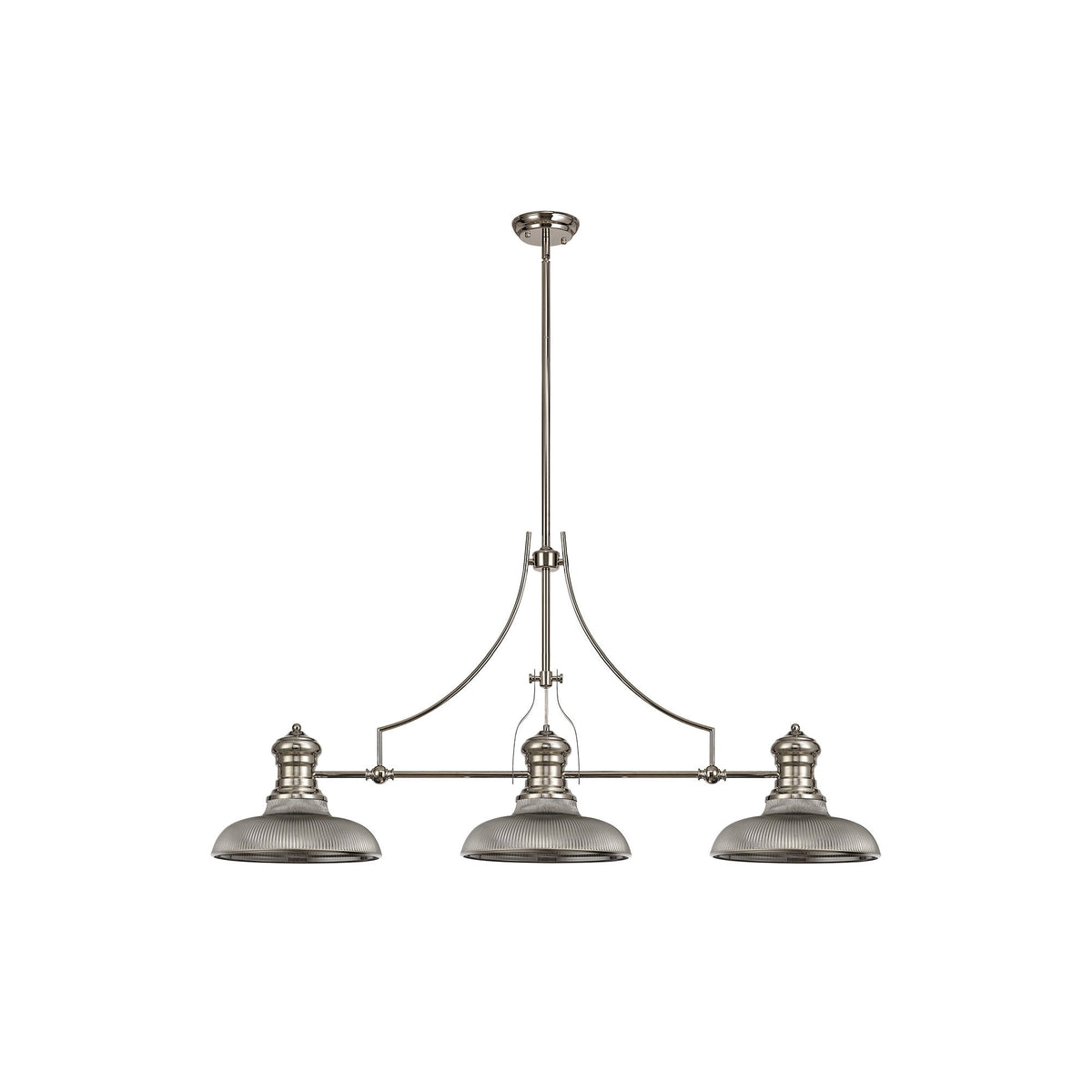 Fremington Polished Nickel Linear Pendant with Smoked Round Glass Shades