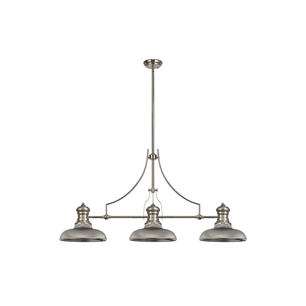 Fremington Polished Nickel Linear Pendant with Smoked Round Glass Shades