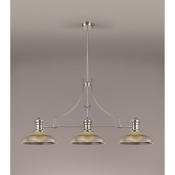 Fremington Polished Nickel Linear Pendant with Smoked Round Glass Shades