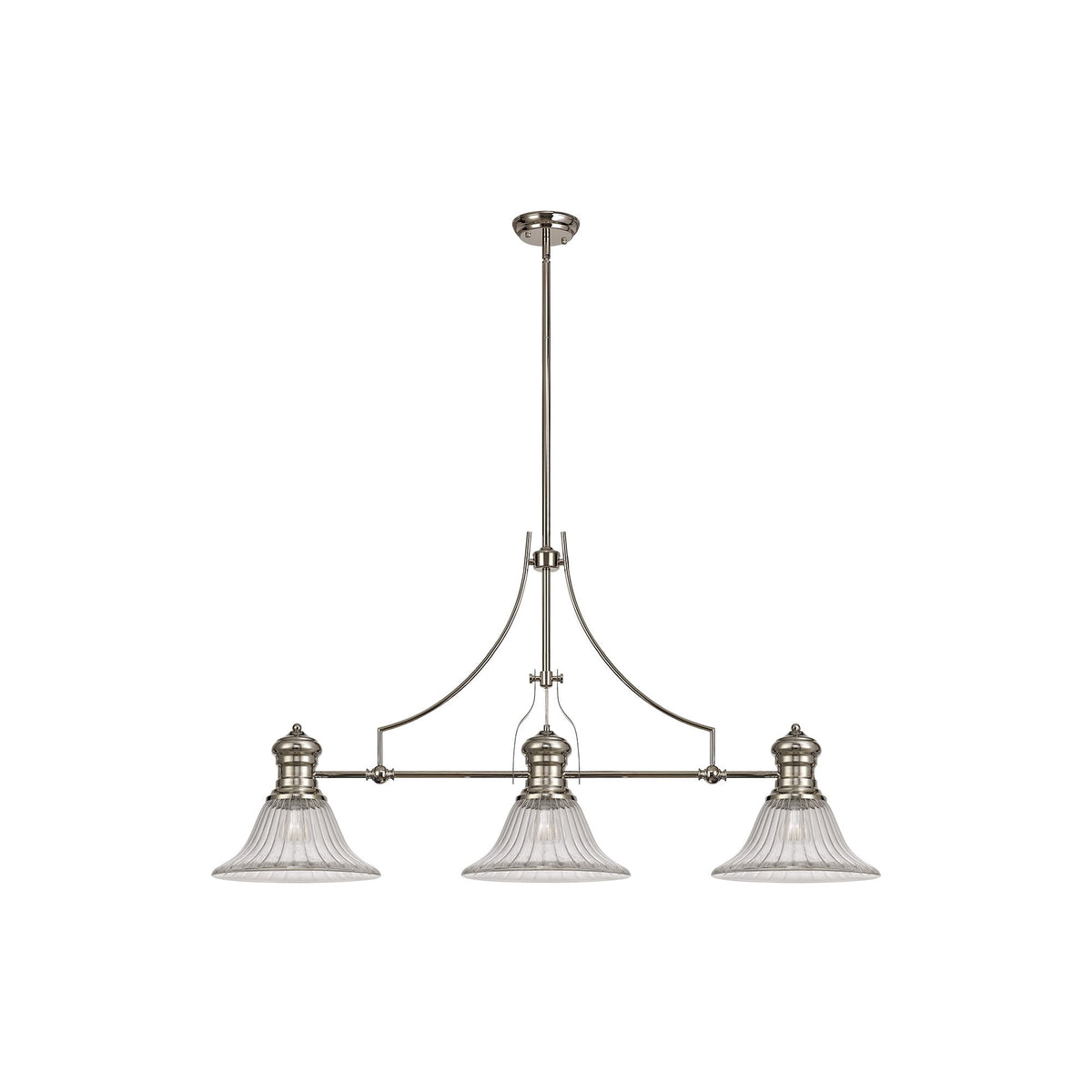 Fremington Polished Nickel Linear Pendant with Clear Bell Glass Shades