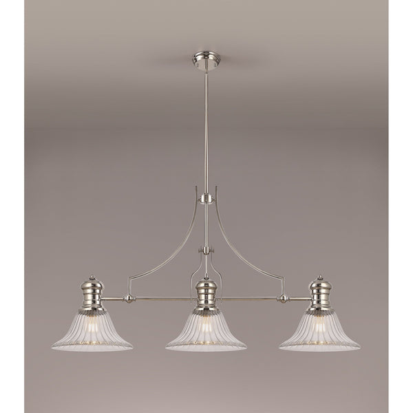 Fremington Polished Nickel Linear Pendant with Clear Bell Glass Shades