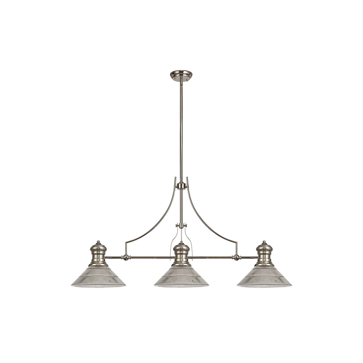 Fremington Polished Nickel Linear With Clear Cone Glass Shades