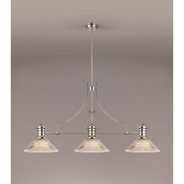 Fremington Polished Nickel Linear With Clear Cone Glass Shades