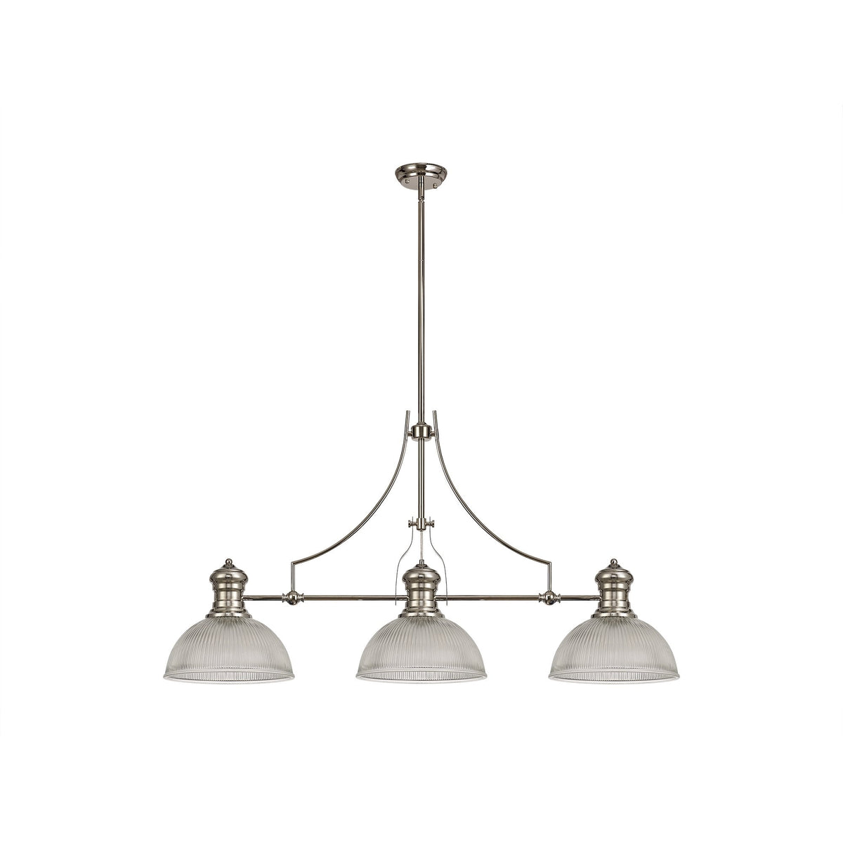 Fremington Polished Nickel Linear Pendant With Small Dome Glass Shades