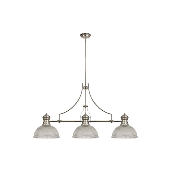 Fremington Polished Nickel Linear Pendant with Dome Glass Shades