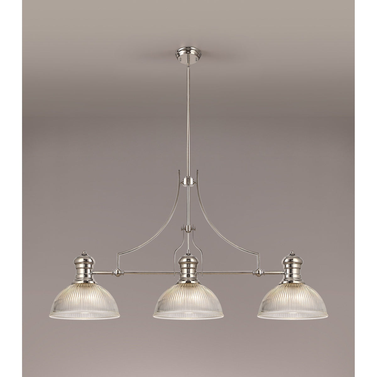 Fremington Polished Nickel Linear Pendant With Small Dome Glass Shades