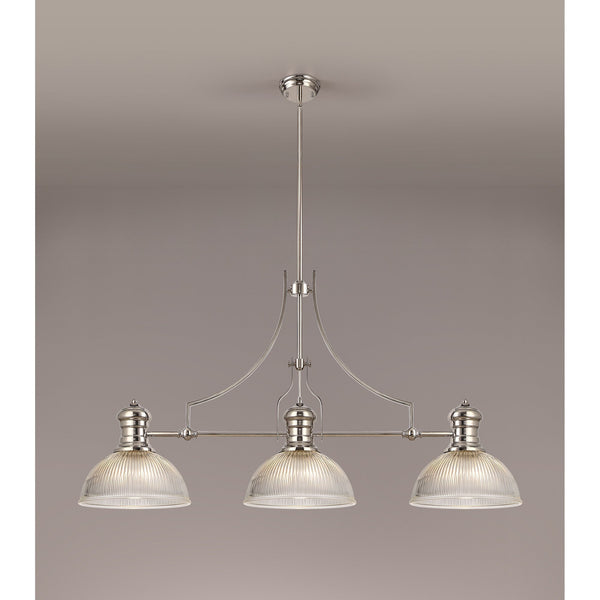Fremington Polished Nickel Linear Pendant with Dome Glass Shades