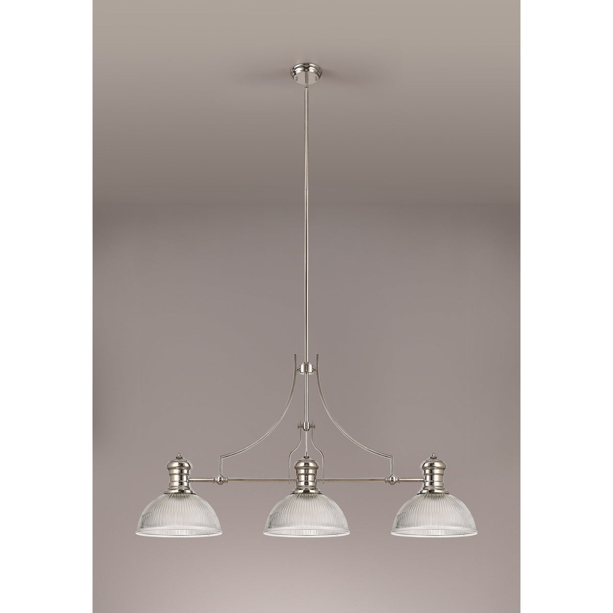 Fremington Polished Nickel Linear Pendant With Small Dome Glass Shades
