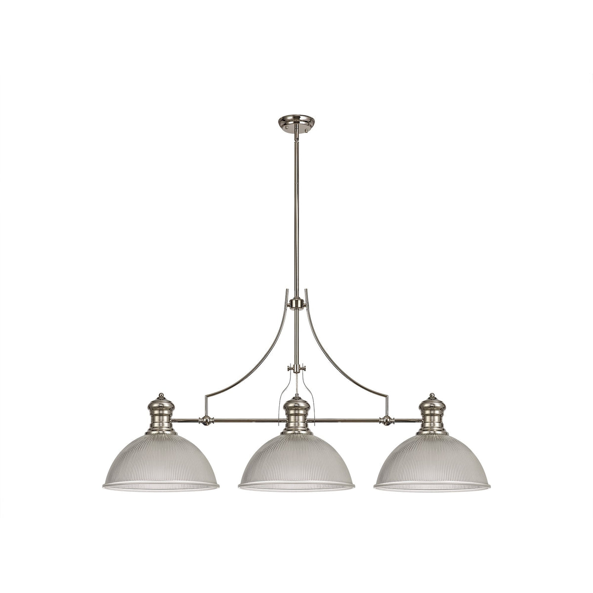 Fremington Polished Nickel Linear Pendant With Dome Glass Shades