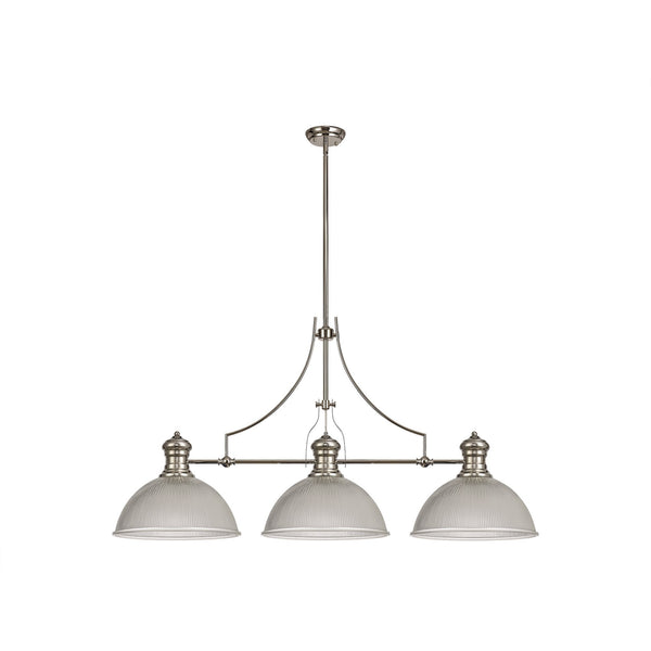 Fremington Polished Nickel Linear Pendant With Dome Glass Shades