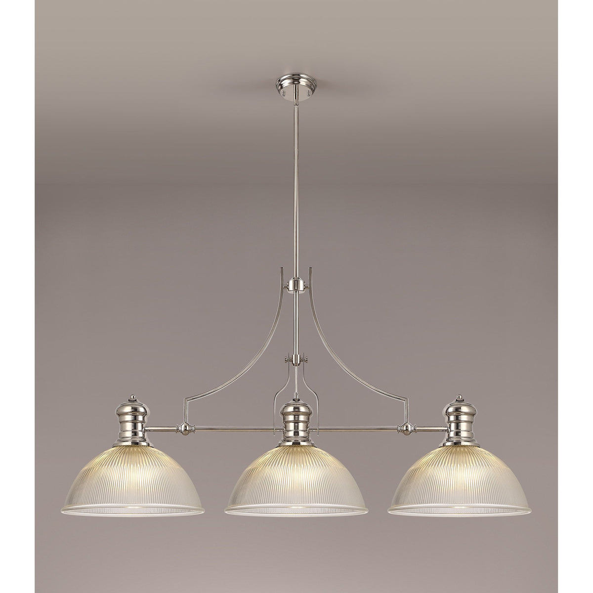 Fremington Polished Nickel Linear Pendant With Dome Glass Shades