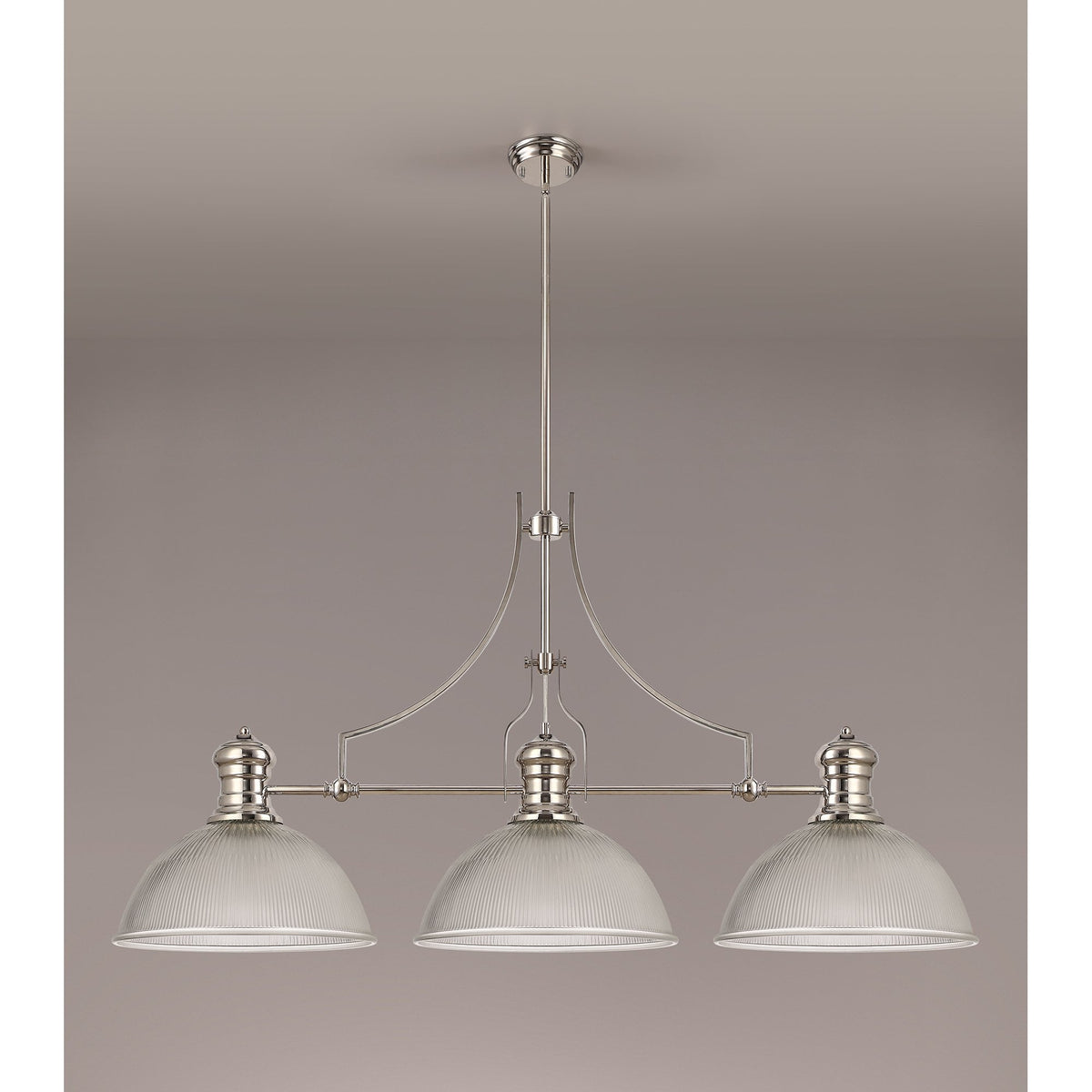 Fremington Polished Nickel Linear Pendant With Dome Glass Shades