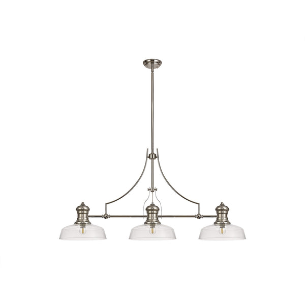 Fremington E27 Polished Nickel Linear Pendant With Flat Round Glass Shades