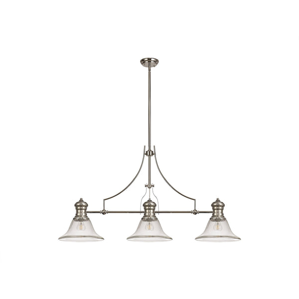 Fremington Polished Nickel Linear Pendant with Smooth Bell Glass Shades
