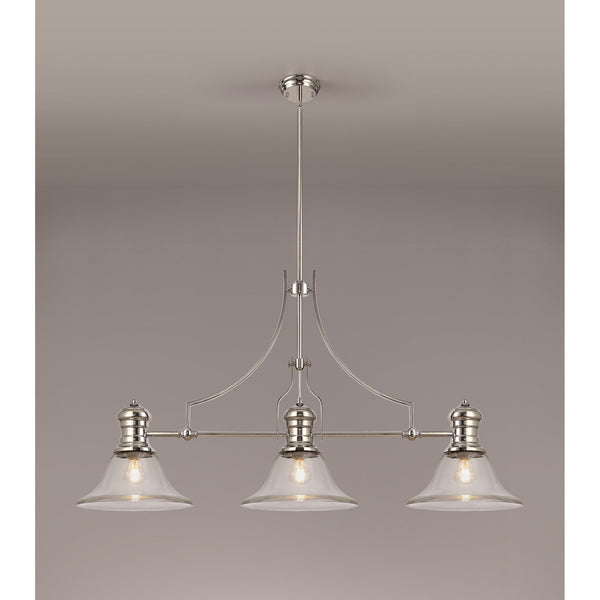 Fremington Polished Nickel Linear Pendant with Smooth Bell Glass Shades