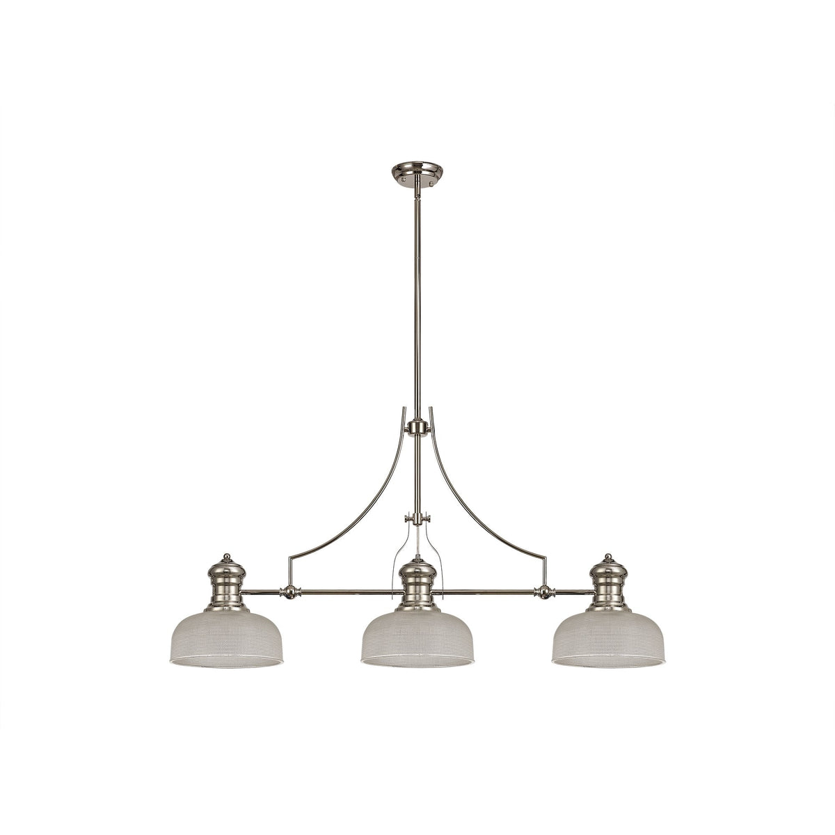Fremington Polished Nickel Linear Pendant with Small Prismatic Glass Shades