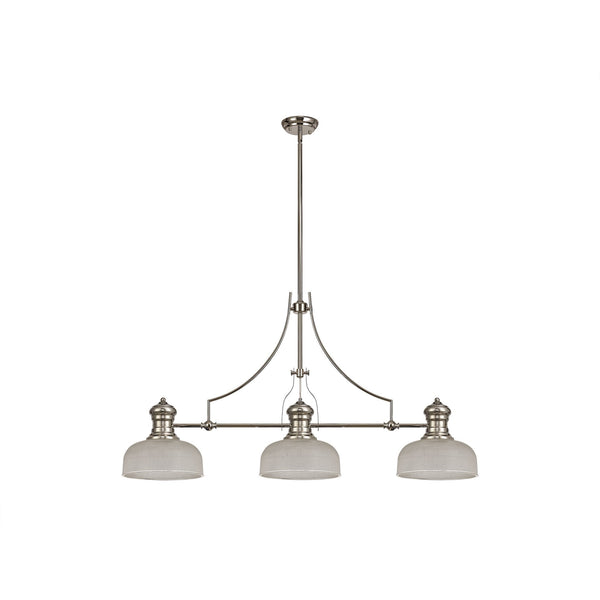 Fremington Polished Nickel Linear Pendant with Small Prismatic Glass Shades