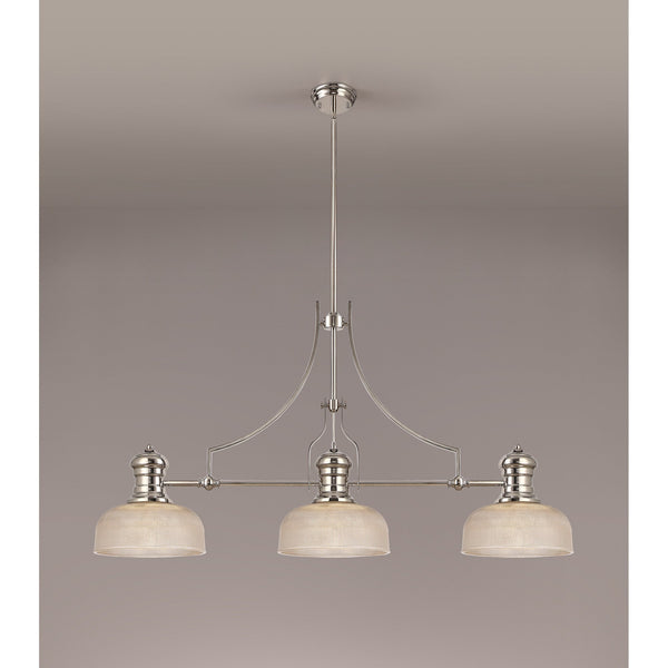 Fremington Polished Nickel Linear Pendant with Small Prismatic Glass Shades