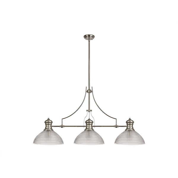 Fremington Polished Nickel Linear Pendant with Large Prismatic Glass Shades