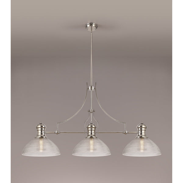 Fremington Polished Nickel Linear Pendant with Large Prismatic Glass Shades