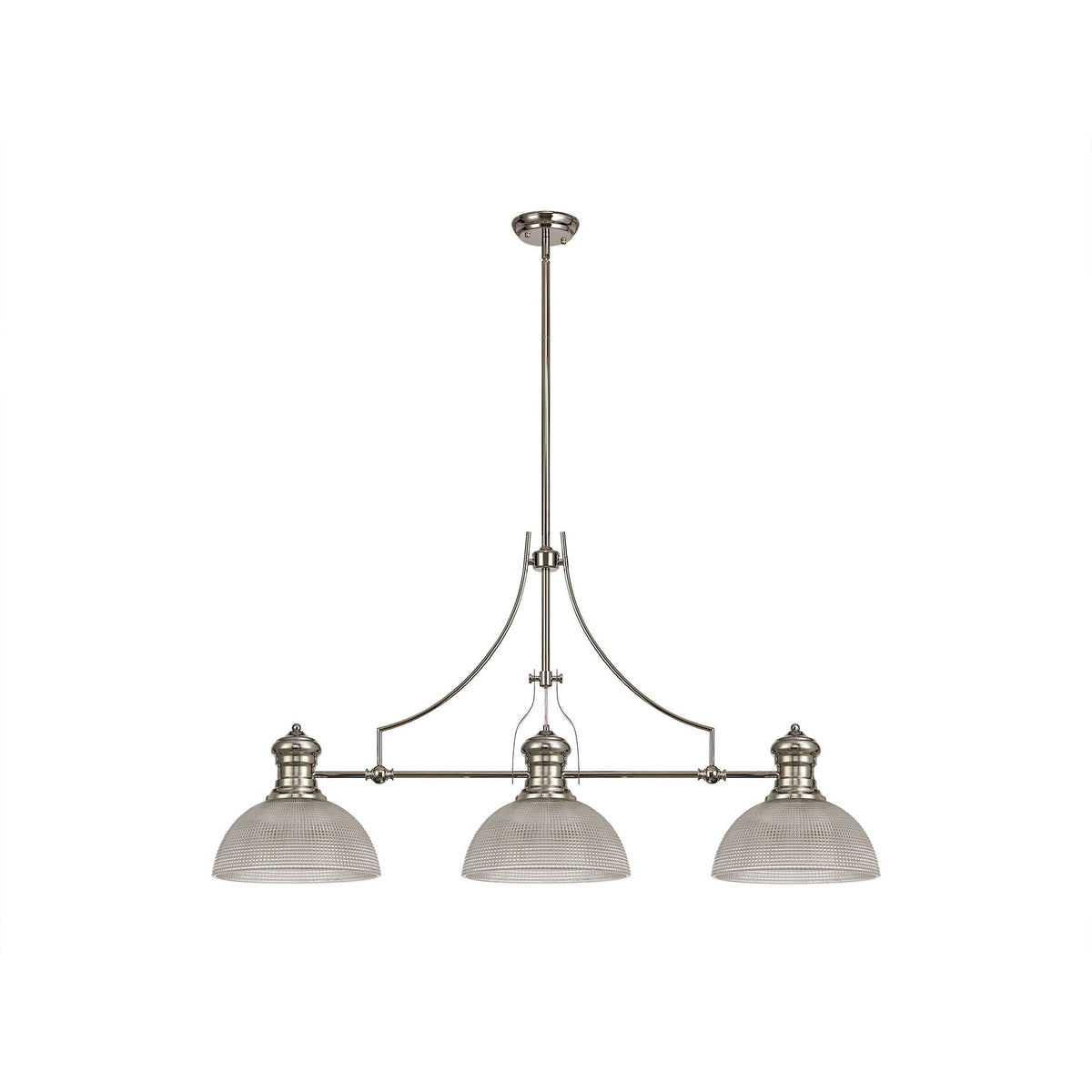 Fremington Polished Nickel Linear Pendant with Medium Prismatic Glass Shades