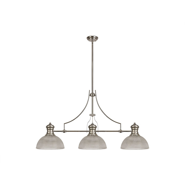 Fremington Polished Nickel Linear Pendant with Medium Prismatic Glass Shades