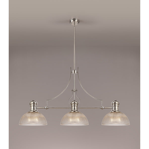 Fremington Polished Nickel Linear Pendant with Medium Prismatic Glass Shades