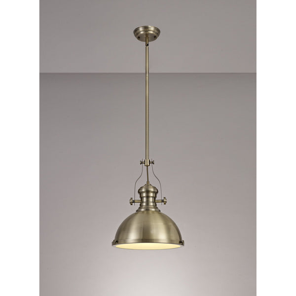 Fremington Pendant in Antique Brass & Frosted Glass Diffuser