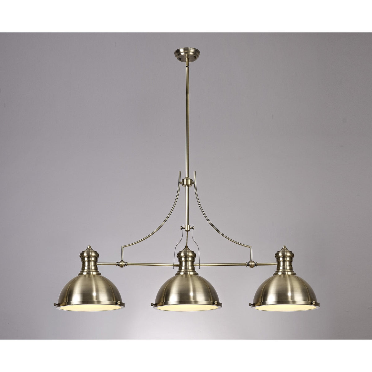 Fremington Linear Pendant in Antique Brass with Frosted Glass Diffuser