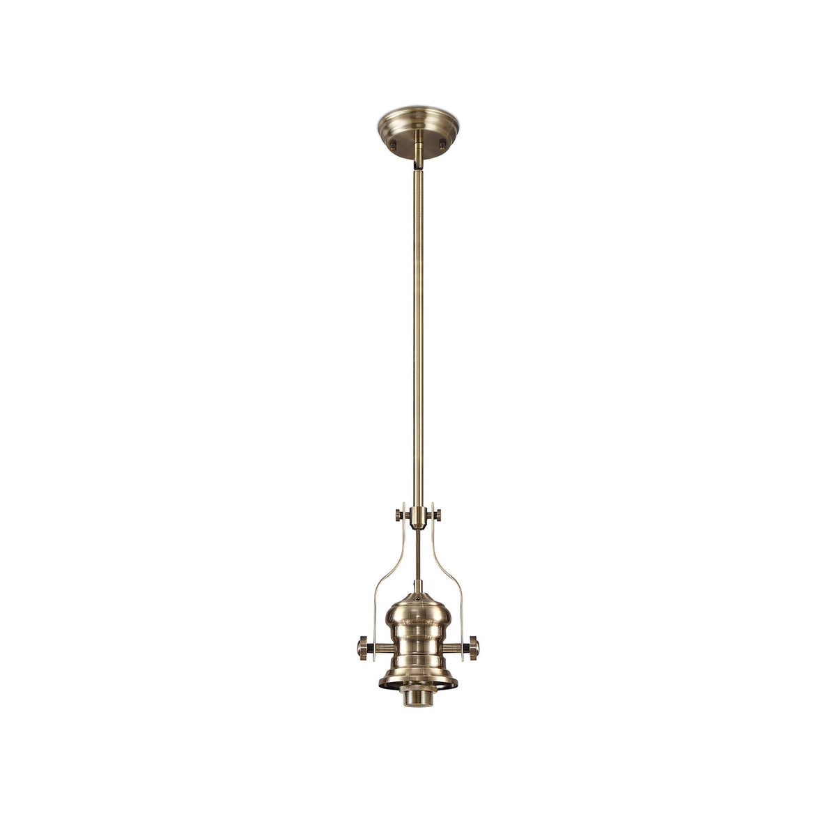 Fremington Postbridge Pendant with 30cm Tiffany Shade in Antique Brass Amber Cream Crystal
