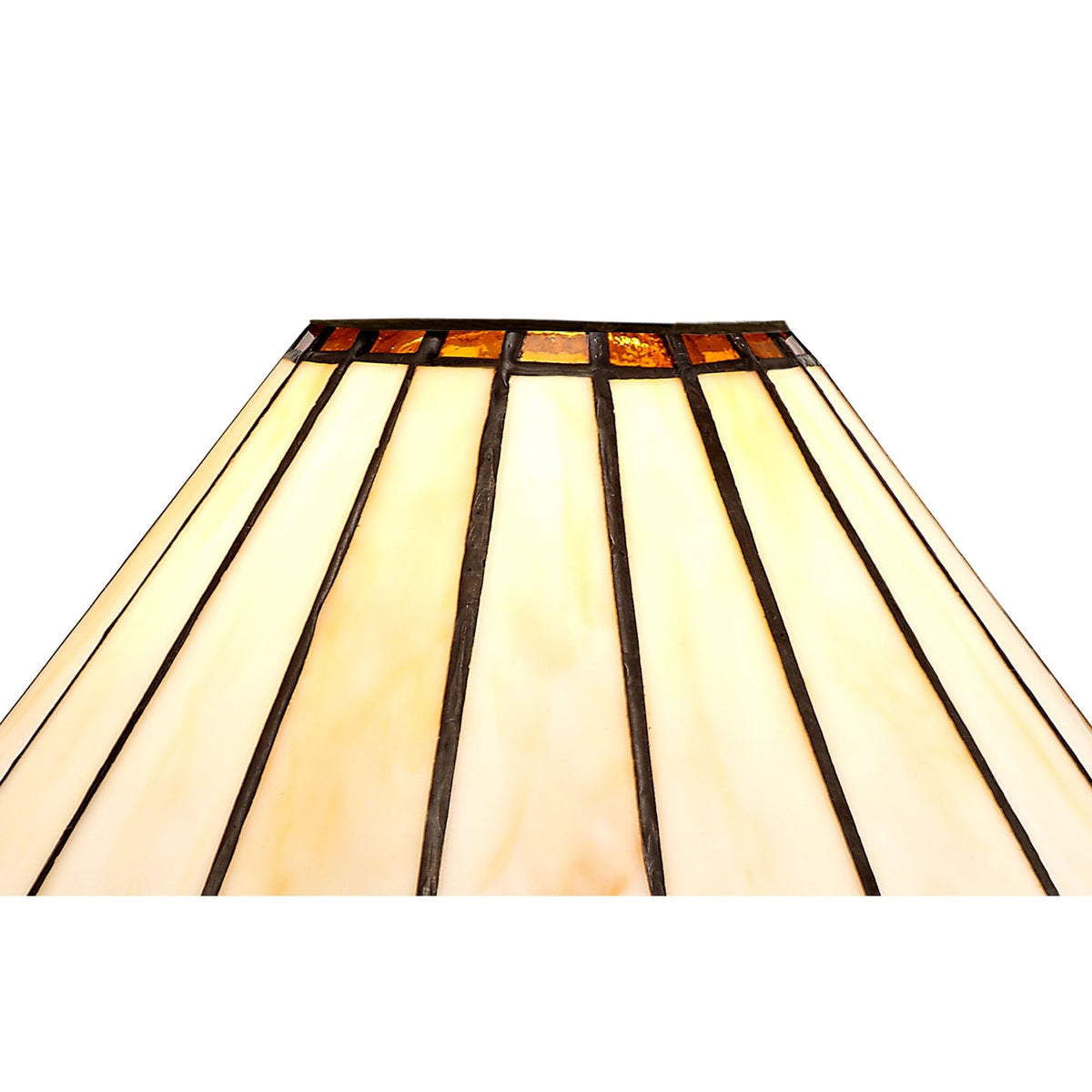 Fremington Postbridge Pendant with 30cm Tiffany Shade in Antique Brass Amber Cream Crystal