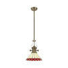 Fremington Postbridge Pendant with 30cm Tiffany Shade in Antique Brass Red Cream Crystal