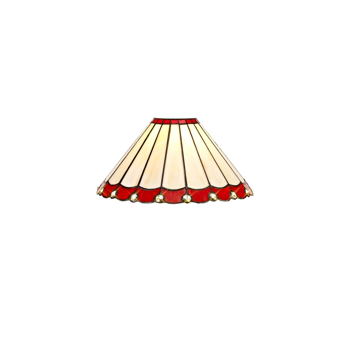 Fremington Postbridge Pendant with 30cm Tiffany Shade in Antique Brass Red Cream Crystal