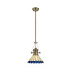 Fremington Postbridge Pendant 1xE27 with 30cm Tiffany Shade in Antique Brass Blue Cream Crystal