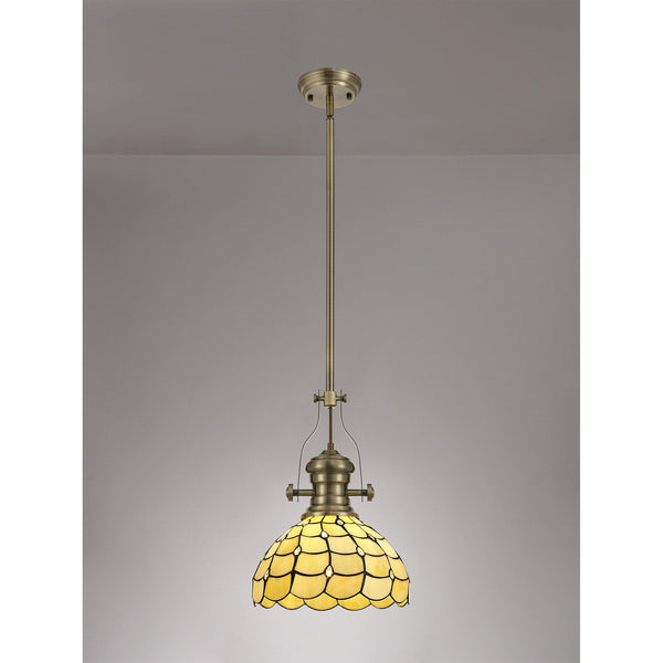 Fremington Antique Brass Pendant With Beaworthy Tiffany Shade