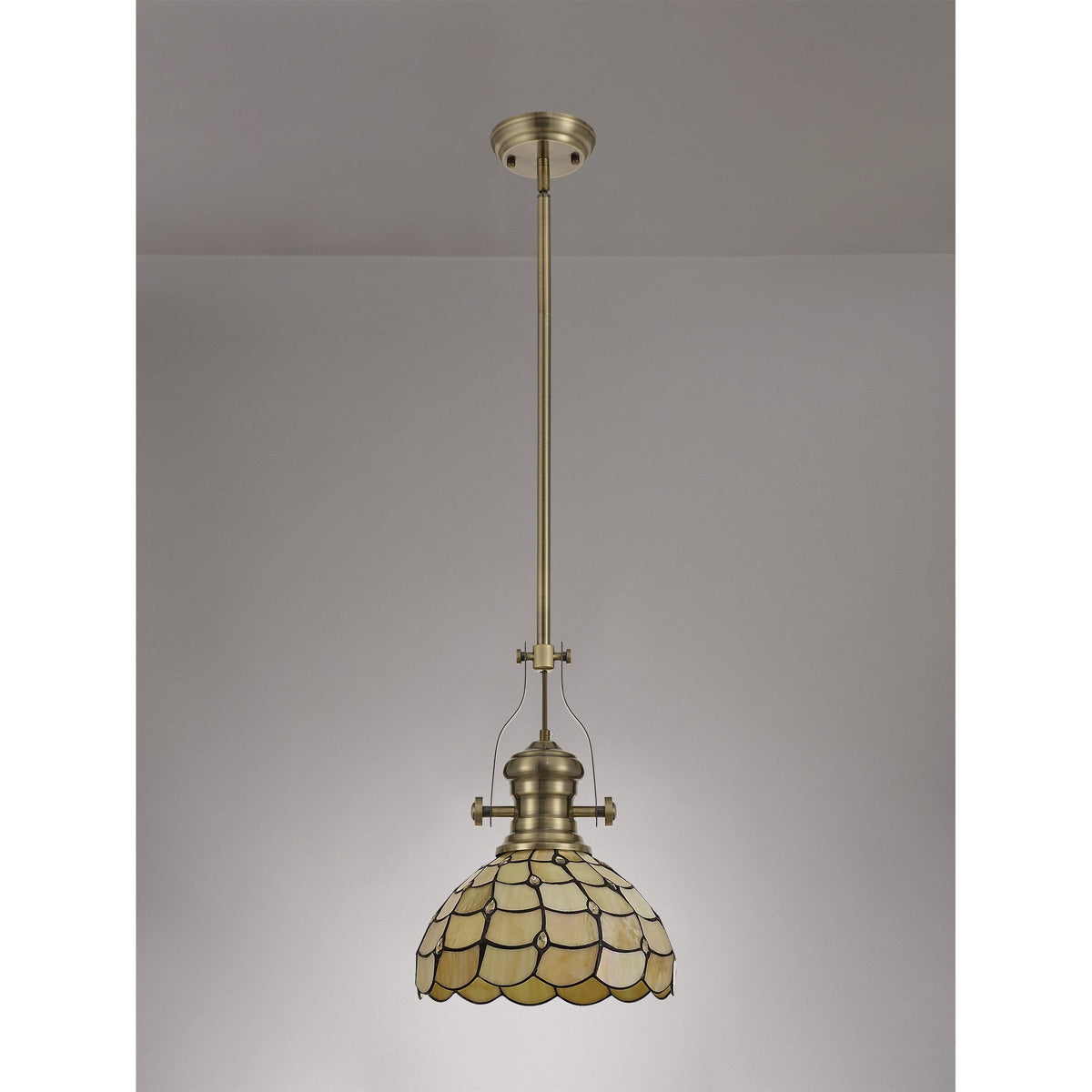 Fremington Antique Brass Pendant With Beaworthy Tiffany Shade