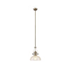 Fremington E27 Antique Brass Pendant With Cross Cut Clear Glass Shade