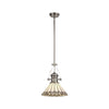 Fremington Postbridge Pendant with 30cm Tiffany Shade in Polished Nickel Grey Cream Crystal