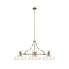 Fremington E27 Antique Brass Linear Pendant With Large Flat Round Shades