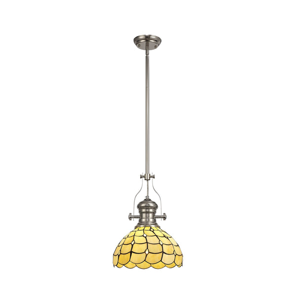 Fremington Polished Nickel Pendant With Beaworthy Tiffany Shade