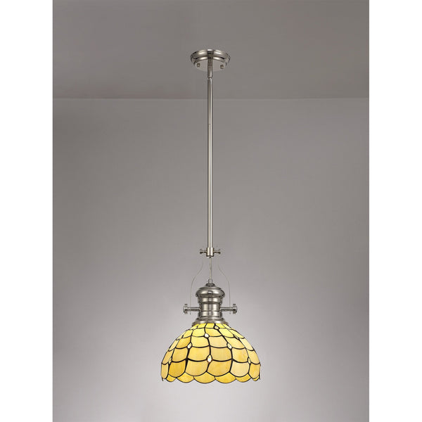 Fremington Polished Nickel Pendant With Beaworthy Tiffany Shade