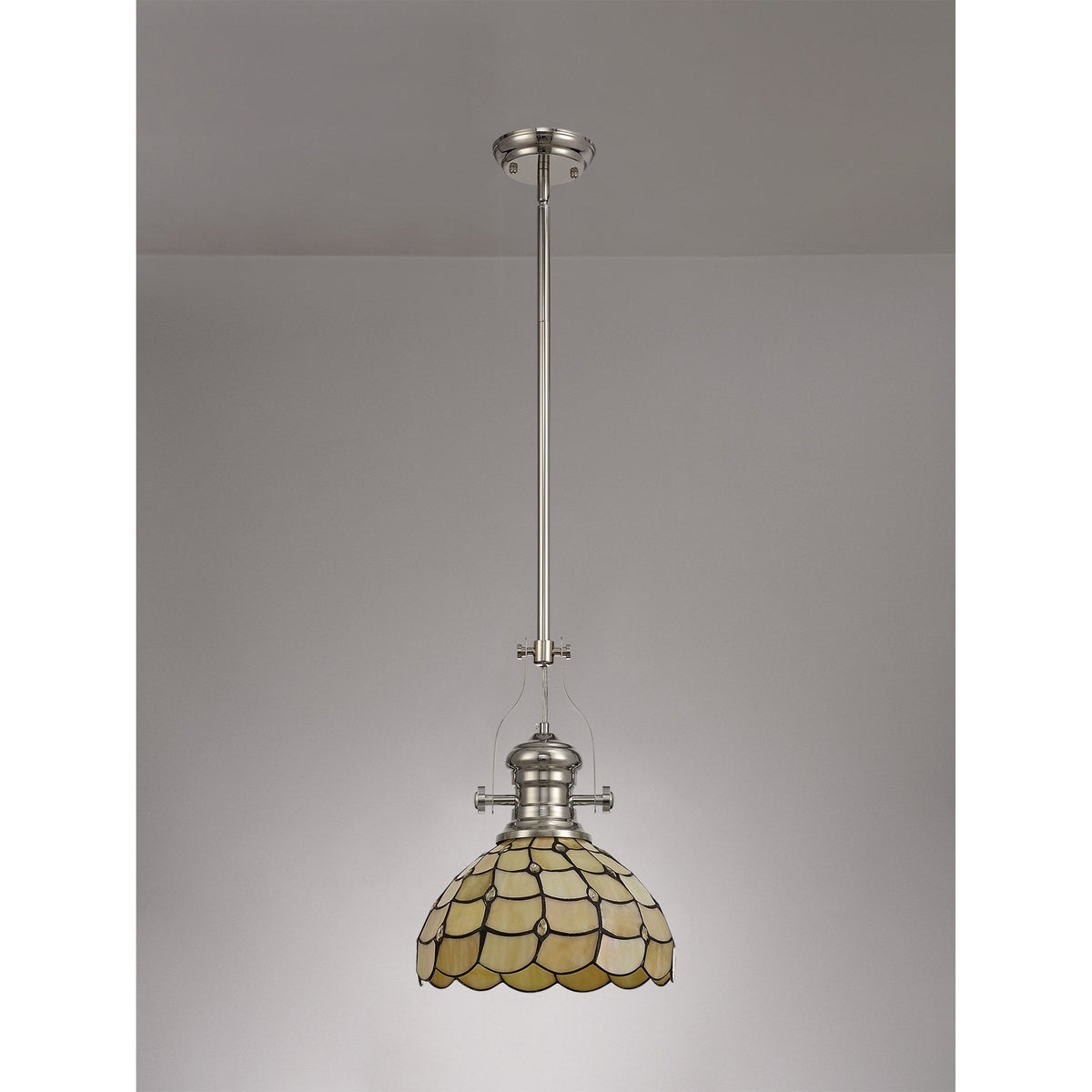 Fremington Polished Nickel Pendant With Beaworthy Tiffany Shade