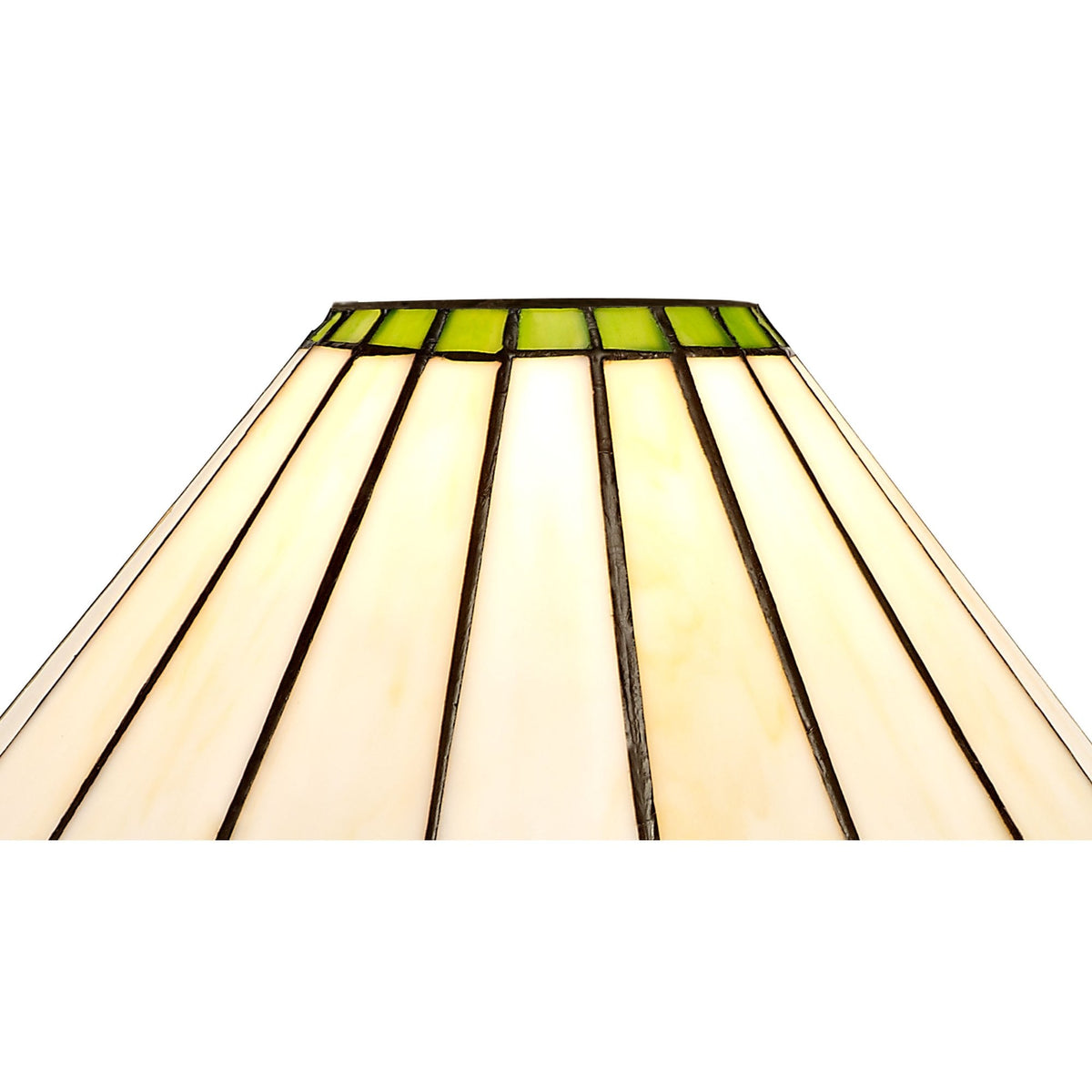 Fremington Postbridge 3 Light Linear Pendant with 30cm Tiffany Shades Antique Brass Green Cream Crystal
