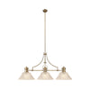 Fremington E27 Antique Brass Linear Pendant With Large Patterned Round Shades