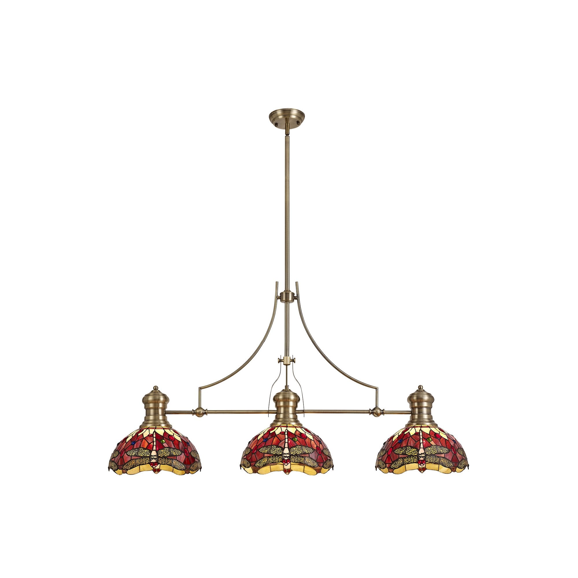 Lumiere Fremington Antique Brass Linear Pendant with Pink & Purple ...